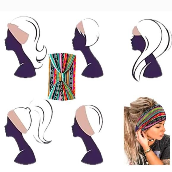 Bohemian Headband - Wide Print Headband – Fashionable Knot Tie Style - Picture 4 of 4